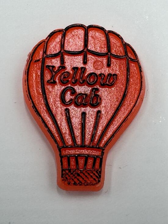 Other - Miniature Plastic Red Hot Air Balloon Yellow Cab Lapel Pin